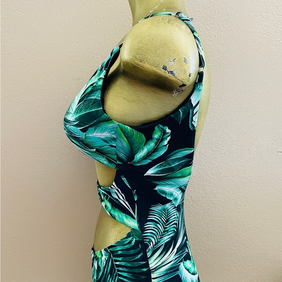 TINIBIKINI Swimwear NWT Cut-Out MONOKINI Palm Leaf Tropical Swimsuit Size Large - Picture 3 of 12